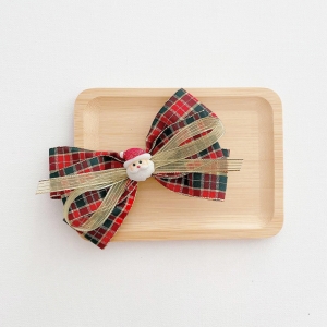 Girl Hair Clip Bow Plaid Santa Christmas (GHP9561)